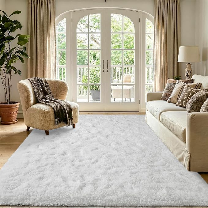 6x9 Large White Fluffy Soft Area Rug Non-Slip - Image 3