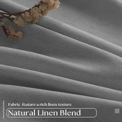 Grey 63 Inch Blackout Pleated Linen Curtains - Image 5
