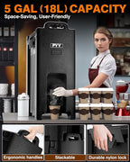 PYY Insulated Beverage Dispenser 5 Gallon - Hot and Cold Drink Container with Handles, Thermal Drink Dispenser Cooler Server carrier For Commercial Catering Black
