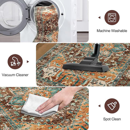 Yamaziot Washable Runner Rug, 2x12 Non-Slip Boho Hallway Kitchen Rug | Stain - Image 4