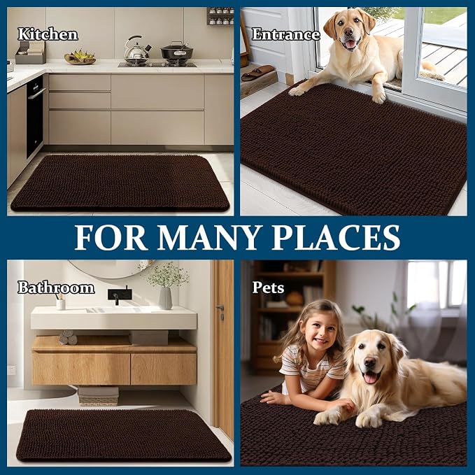 OLANLY Dog Door Mat for Muddy Paws 44x32, Super Absorbent Chenille Mud Mat | - Image 8