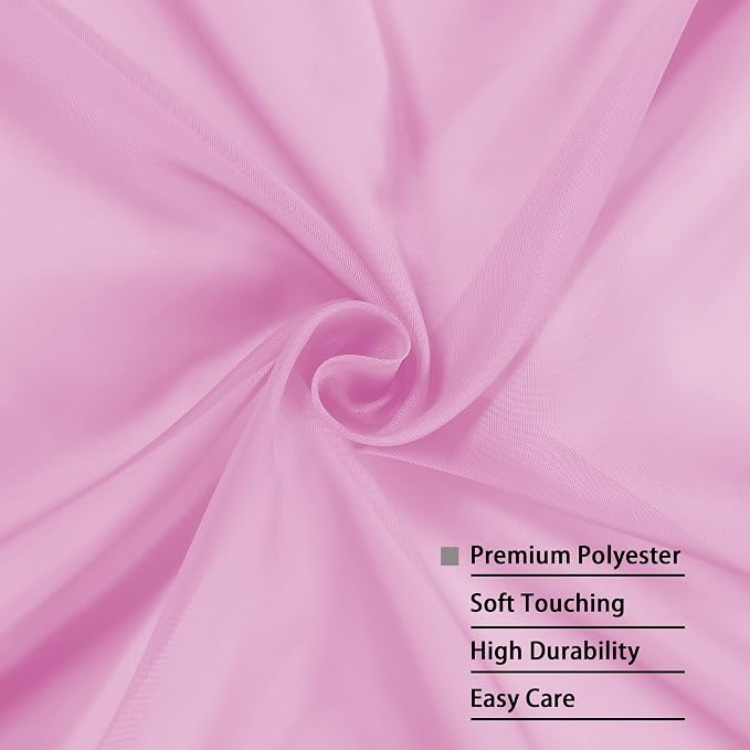 Sheer Curtains Light Pink, Sheer Curtains 63 inches Length 2 Panels Set - Image 4