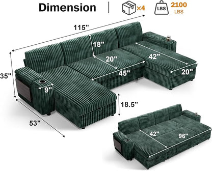 Vipbear 108" Modular Sectional Sleeper Sofa - Image 3