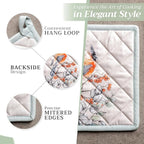 Maison d' Hermine Pot Holders Set 100% Cotton Heat Resistant Potholders 8" x 8" Hot Pads with Loop BBQ, Cooking, Baking, Grilling, Kitchen, Handling Hot Pans (Pack of 2, Whitish Shabby Chique)