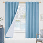 Blue 100% Blackout Linen Curtains 63 Inches by LAMIT
