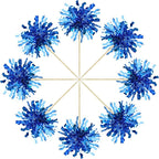 Gyufise 30Pcs Foil Firework Cupcake Toppers Happy Birthday Cake Toppers Sparkle Tinsel Flower Drink Stirrers Cocktail Food Fruit Toothpicks for Valentine's Day Party Supplies Blue