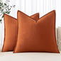 MIULEE Decorative Linen Pillow Covers 18x18 Inch Burnt Orange | Boho Farmhouse​ by MIULEE