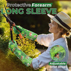 HANDLANDY Women Gardening Gloves, Scratch Resistant Breathable Ladies Rose Pruning Long Gauntlet Floral Print Garden Yard Gloves, Gift for Gardeners (Green, L)
