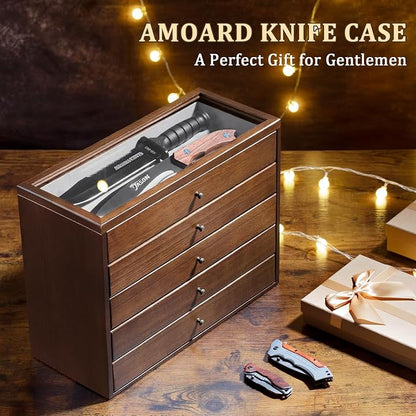 5-Tier Large Knife Display Case & Organizer, Wooden Pocket Knife Storage Box - Image 6