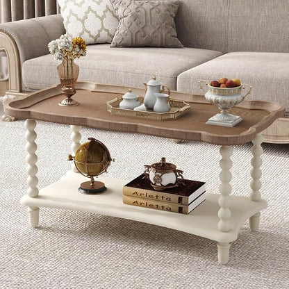 Function Home Farmhouse Coffee Table, 2-Tier Center Table by FunctionHome