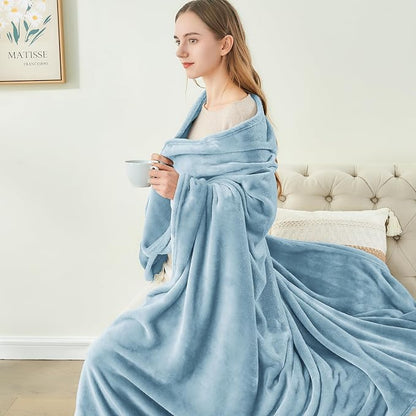 BEDELITE Fleece Blanket Soft Plush King Bed Blanket Washed Blue 108"x90" | - Image 8