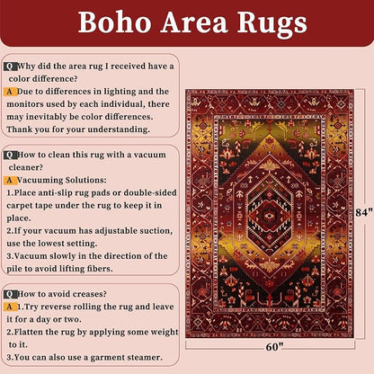 SERISSA 5x7 Washable Non Slip Boho Area Rug - Image 2