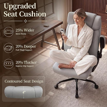 Office Chair, Leather Ergonomic Computer Desk Chair - Image 4