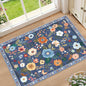 RELEANY Floral Washable 2x3 Area Rugs Doormat Blue/Grey | Flower Carpet Print by RELEANY