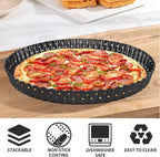 SENENQU 2 PCS 9 Inch Non-Stick Tart Pan, Pie Tart Quiche Pans Removable Bottom Tart Pans Non Stick Pie Pan, Loose Bottom Fluted Tart Pan Round Pot Quiche Pan for Oven Baking