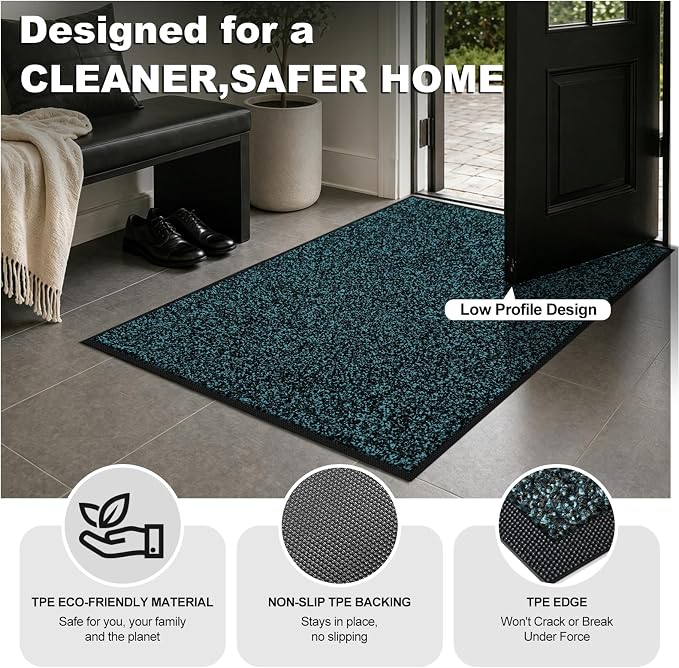 Super Absorbent Front Door Mat, 29.5" x 17", Non-Slip Washable Indoor Doormats - Image 5
