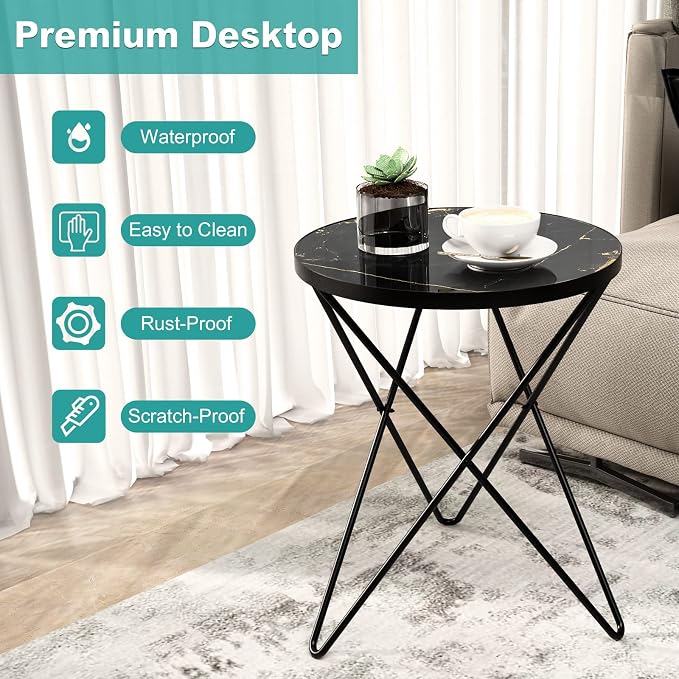 HLR Modern Round Side Table Set of 2, End Table - Image 6