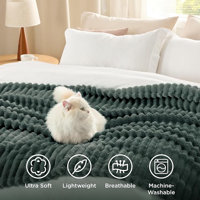 Bedsure Soft Twin Blanket for Bed Decor Gifts Mallard Green 60"x80" | Birthday - Image 5