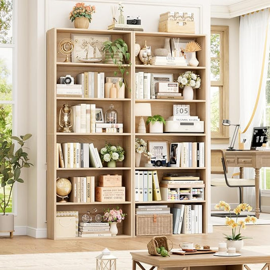 FOTOSOK 6-Tier Open Bookcase and Bookshelf Set of 2, Freestanding Display by FOTOSOK