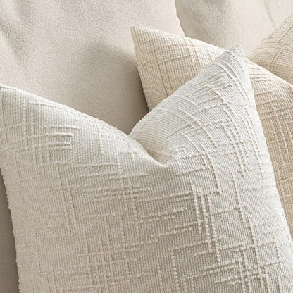 MIULEE Chenille Textured Throw Pillow Covers Cream White 16x16 Set of 2 | - Image 3