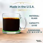 Libbey Clear Glass Coffee Mugs 13 oz. Set of 10, Bulk Pack - Perfect for Coffee, Tea, Espresso, Hot Cocoa, Other Beverages - Green Bottom