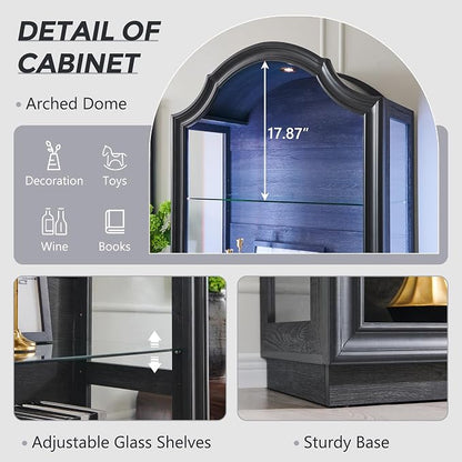 IFGET 72" Arched Glass Display Cabinet, Modern Curio Cabinet - Image 4