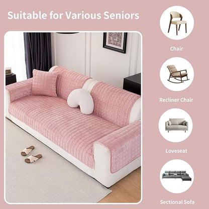 Velvet Couch Cover, Washable Sectional Sofa Cover, Anti Slip Sofa Slipcover - Image 5