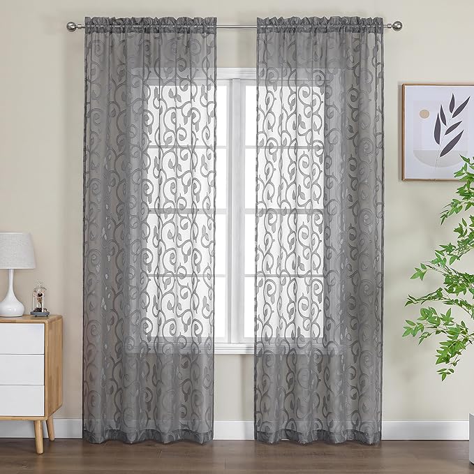 Furman Extra Long Sheer Curtains 96 inches Long by OWENIE