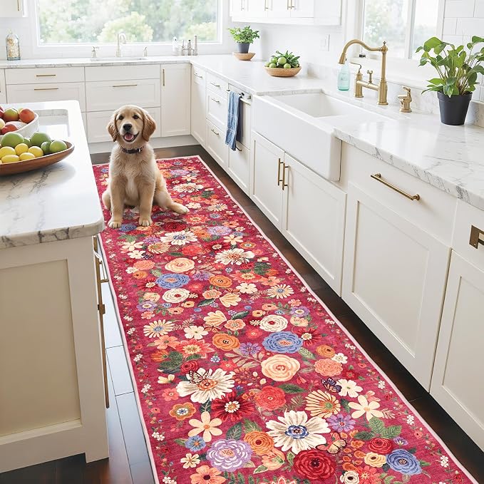 Rug for Hallways Kitchen Runner Rug 2'6"x14' | Rubber Backing; Non Slip; - Image 6