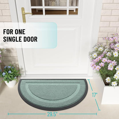 OLANLY Half Circle Front Door Mat Outside 29.5x17 All-Season Rubber Doormat | - Image 2