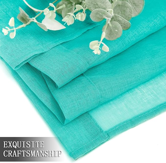 Tollpiz Short Sheer Curtain Living Room Linen Textured Curtains Sheer Light - Image 7