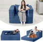 Futon Sofa Bed with Pillow, 3-in-1 Sleeper Sofa Bed with Removable Cover by Cansunna