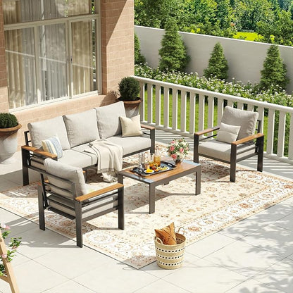 Aoxun Aluminum Patio Furniture Set 5 Seats, Oversized Outdoor Sectional - Image 4