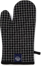 Encasa Homes Long 12" Oven Microwave Hand Gloves Mitts (2 pc Set) for Kitchen Cooking & Baking - Heat Resistant, Thick & Safe, Protection of Hands from Hot Utensils - Butcher Checks Black