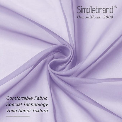Simplebrand Lavender Sheer Curtains 63 Inch Length 2 Panels, Rod Pocket Solid - Image 6