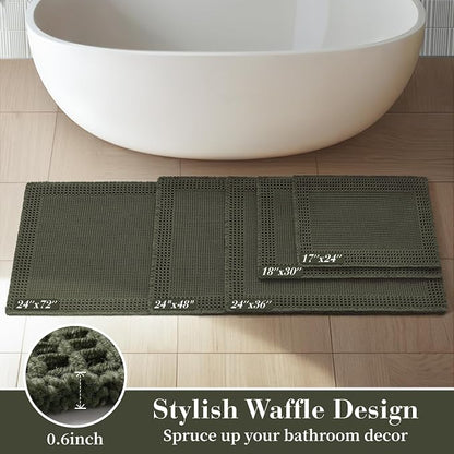 RESARE Waffle Bath Mat for Bathroom, Non Slip Bathroom Rugs 20"x32" Green | - Image 5