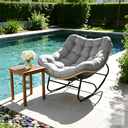 SUNCROWN Oversized Wicker Rocking Chair Indoor Outdoor, 450 LBS Heavy Duty - Image 2
