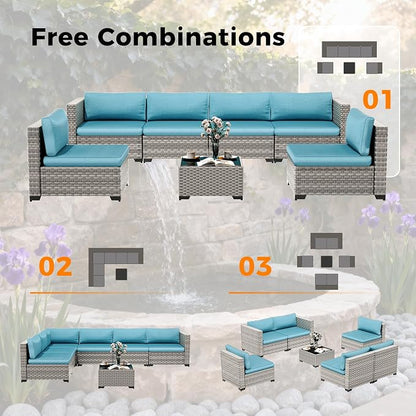 6-Seat Modular Patio Furniture Set – Outdoor Wicker Sectional Sofa - Image 8