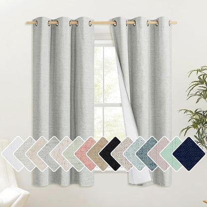 NICETOWN Grey 100% Blackout Curtain Panels, Thermal Insulated White Thermal by NICETOWN