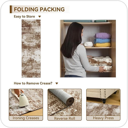 Brown Rug Runners for Hallways Kitchen 2.6x8 Non Slip Washable Entryway Runner - Image 8