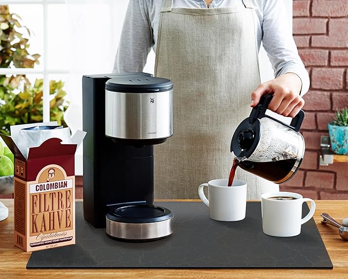 Golener Coffee Bar Accessories - Under Coffee Maker Mat, Cafe Tray Pad, Rubber Mats, Absorbent Pad, Under Appliance Mats, Dish Drying Mat for Kitchen Counter, Dish Drying Pad, 23"x15", Dark Gray