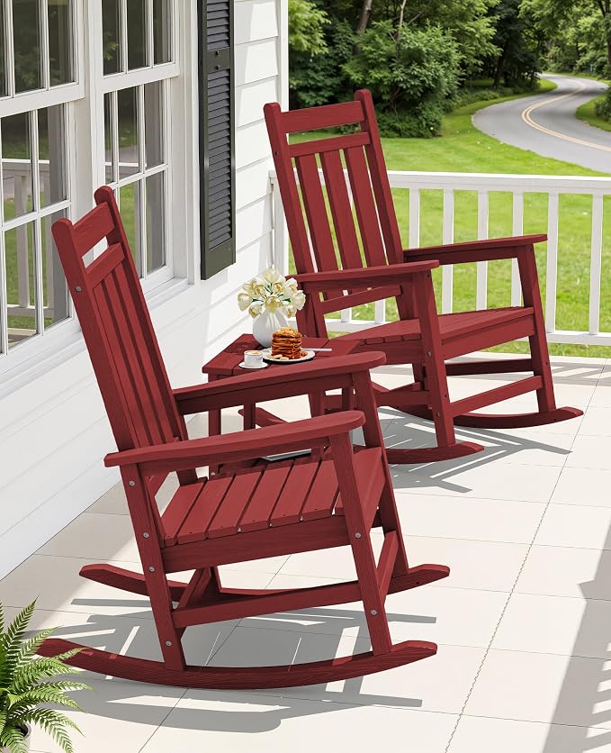 KINGYES Oversized Outdoor Rocking Chair Set of 2, All-Weather Patio Rocking - Image 2