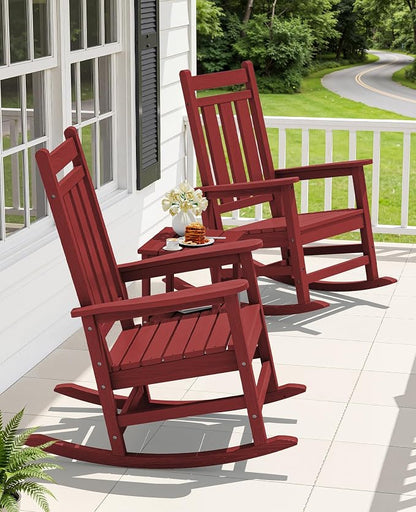 KINGYES Oversized Outdoor Rocking Chair Set of 2, All-Weather Patio Rocking - Image 2