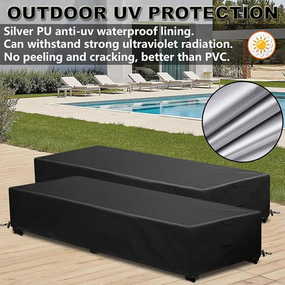 Waterproof Patio Lounge Chair Cover 2 Pack Outdoor Chaise Lounge Covers 600D - Image 5
