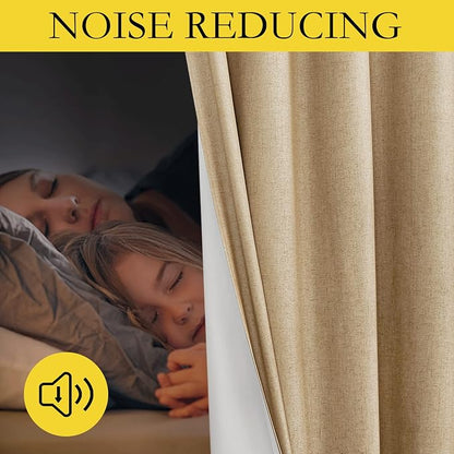 NICETOWN Camel High-End Thermal Flax Linen Curtains, Full Blackout Privacy - Image 4