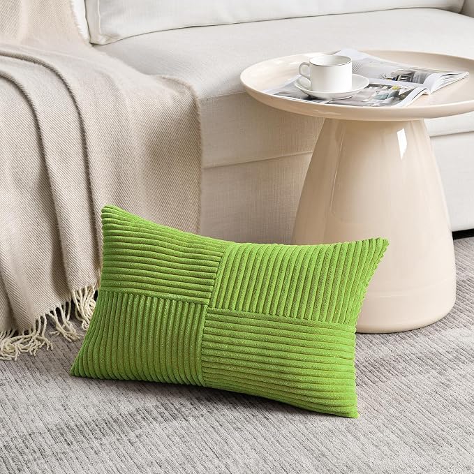 Fancy Homi Set of 2 Lime Green Lumbar Decorative Throw Pillow Covers 14x22 Inch - Image 2