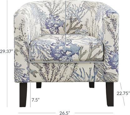BELLEZE Living Room Chair, Linen Round Accent Barrel Chair, Club Tub Sofa Chair - Image 2