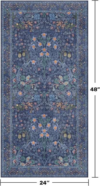 Dark Blue Washable 2x4 Entry Rug - Image 2