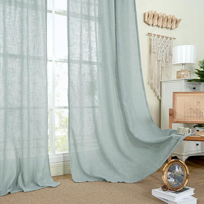 Semi Sheer Linen Curtains 54 Inch Length 2 Panels, 52 x 54 Inch - Image 9