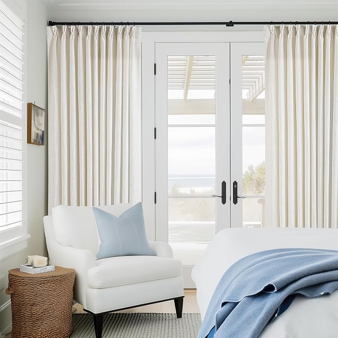 Natural Pinch Pleated Linen Curtain Panels 96 Inches Long 70 Wide | Extra Wide - Image 8